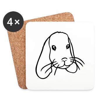 Hase Kaninchen Häschen Nagetier Kleintier niedlich - Untersetzer (4er-Set) - Weiß - Vorne