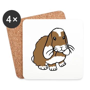Hase Kaninchen Häschen Nagetier Kleintier niedlich - Untersetzer (4er-Set) - Weiß - Vorne