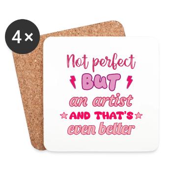 Not perfect, but an artist - Coasters (set of 4) - white - Front