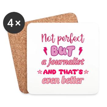 Not perfect, but a journalist - Coasters (set of 4) - white - Front