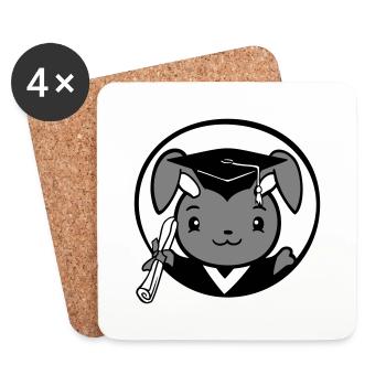 Bunny College School Graduation Abitur Certificat Sweet - Dessous de verre (lot de 4) - blanc - Devant