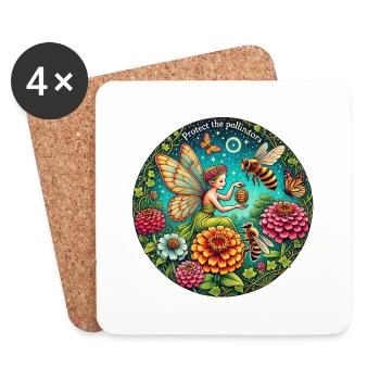 Honigbienen-Fee - Untersetzer (4er-Set) - Weiß - Vorne