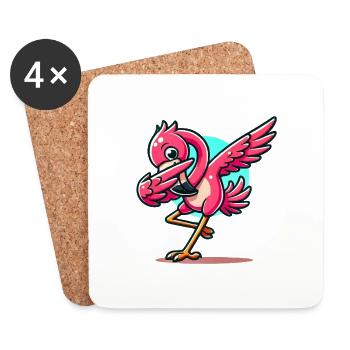 Bande dessinée Flamingo - Dessous de verre (lot de 4) - blanc - Devant