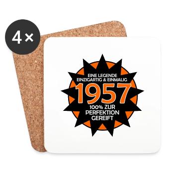Jahrgang 1957, einzigartig zur Legende gereift - Untersetzer (4er-Set) - Weiß - Vorne