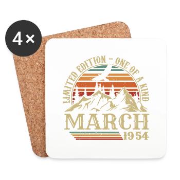 Birthday Gift March 1954, Born In March 1954 - Coasters (set of 4) - white - Front
