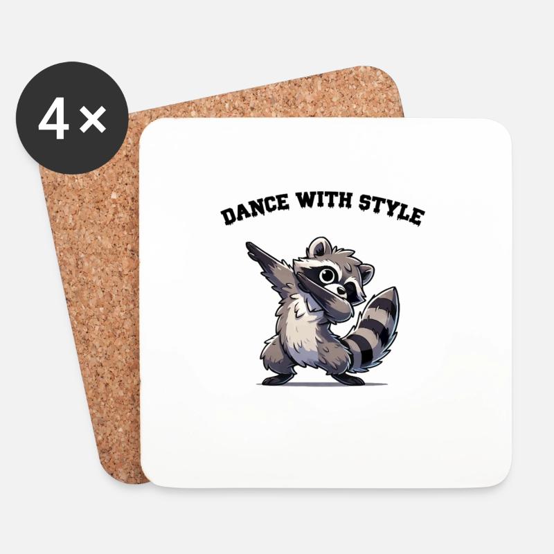 waschbär dabbing - Untersetzer (4er-Set) - Weiß