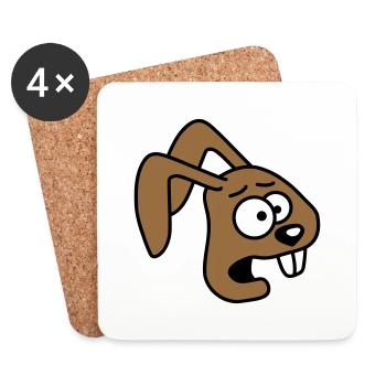 Bunny Horrified Fearful Desperate Confused Cool - Coasters (set of 4) - white - Front