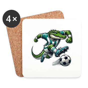 krokodil fussball - Untersetzer (4er-Set) - Weiß - Vorne