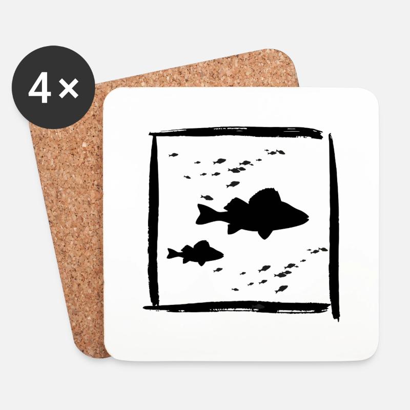 Barsch Perch - Untersetzer (4er-Set) - Weiß
