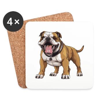 Bulldog Hund - Untersetzer (4er-Set) - Weiß - Vorne