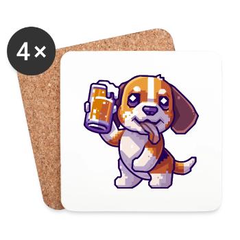 Beagle Dogs Bière Pixel - Dessous de verre (lot de 4) - blanc - Devant