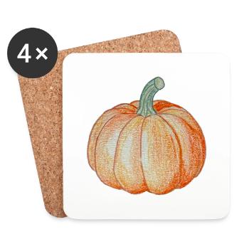 citrouille - Dessous de verre (lot de 4) - blanc - Devant