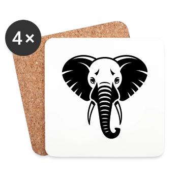 Elefant - Untersetzer (4er-Set) - Weiß - Vorne
