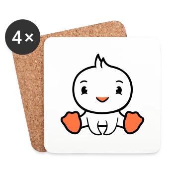 Oiseau assis canard heureux mignon mignon amical - Dessous de verre (lot de 4) - blanc - Devant