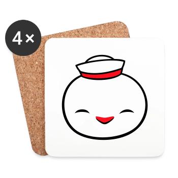 Canard Marin Marin Chapeau Marin Chapeau Happy - Dessous de verre (lot de 4) - blanc - Devant