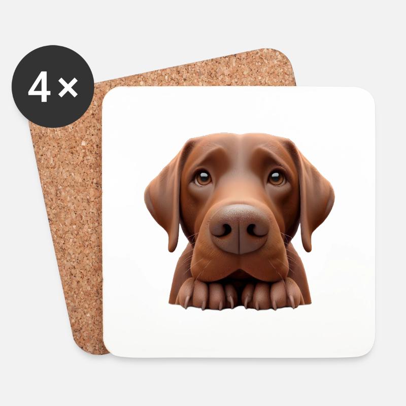Hundekopf 2 braun - Untersetzer (4er-Set) - Weiß