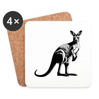 Kangaroo - Cute Australian Pet Design - Coasters (set of 4) - white - Front