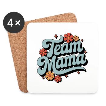 Team Mom Retro Shirt - Coasters (set of 4) - white - Front