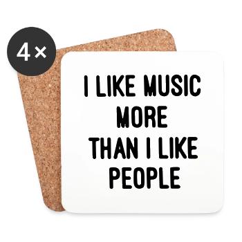 J'aime la musique plus que les gens - Dessous de verre (lot de 4) - blanc - Devant