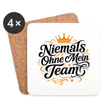 Mein Team Spruch - Untersetzer (4er-Set) - Weiß - Vorne