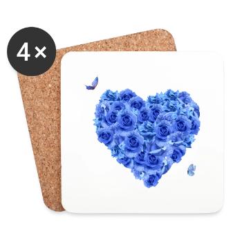 Blaues Blumenherz - Untersetzer (4er-Set) - Weiß - Vorne