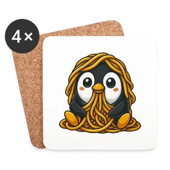 Drôle Pingouin Spaghetti Nouilles Pâtes Italie - Dessous de verre (lot de 4) - blanc - Devant