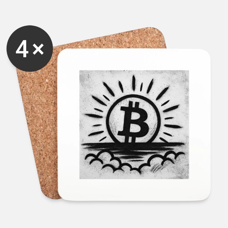 Sun goes up with Bitcoin - Untersetzer (4er-Set) - Weiß