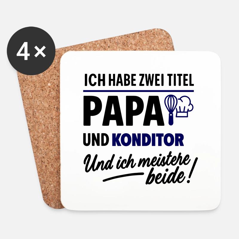 Papa und Konditor Vatertag - Untersetzer (4er-Set) - Weiß