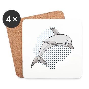 Dauphin - Dessous de verre (lot de 4) - blanc - Devant
