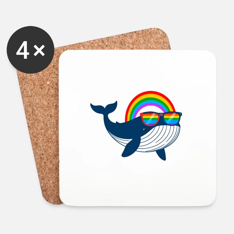 wal, walfisch, LGTB,Regenbogen,Sonnenbrille - Untersetzer (4er-Set) - Weiß