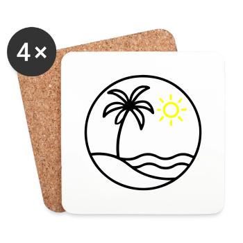 Palmier Île de l’océan - Dessous de verre (lot de 4) - blanc - Devant