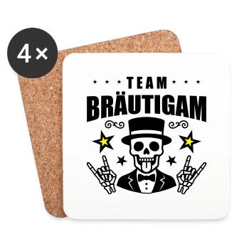 Team Bräutigam Hochzeit Skull - Untersetzer (4er-Set) - Weiß - Vorne