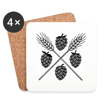 Hops and barley - beer - Coasters (set of 4) - white - Front
