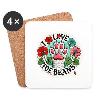 I Love Toe Beans - Coasters (set of 4) - white - Front