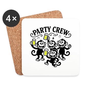 Party Crew Monkey Beer - Coasters (set of 4) - white - Front
