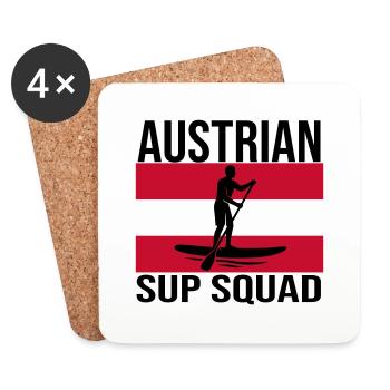 Austrian SUP Crew Paddel-Shirt - Untersetzer (4er-Set) - Weiß - Vorne