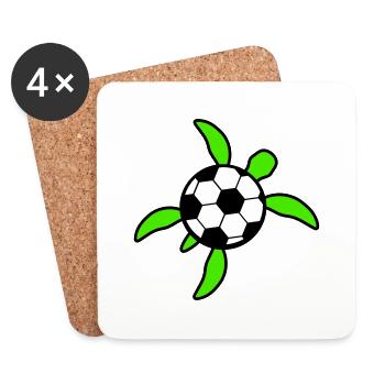 Turtle Soccer Ball Playing Club Fan Hobby - Coasters (set of 4) - white - Front