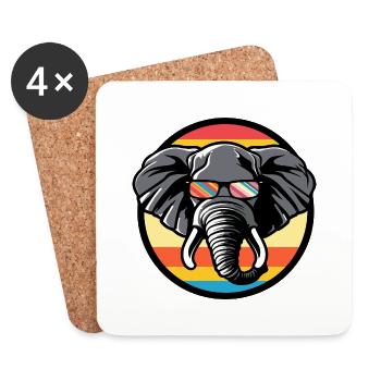 Elefant Comic Cool - Untersetzer (4er-Set) - Weiß - Vorne