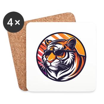 Tigre Bande Dessinée Cool - Dessous de verre (lot de 4) - blanc - Devant