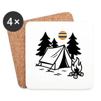 Tente Feu de camp Camping - Dessous de verre (lot de 4) - blanc - Devant