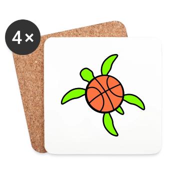 Turtle Basketball Play Club Ball Hobby - Coasters (set of 4) - white - Front
