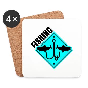 Pêche Pêche Hameçons - Dessous de verre (lot de 4) - blanc - Devant