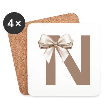 Letter N Knot - Coasters (set of 4) - white - Front