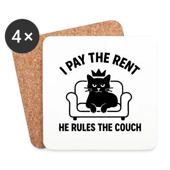Funny Cat Lord of the Sofa - Coasters (set of 4) - white - Front