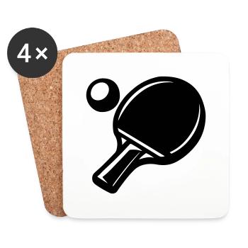 Icône du tennis de table - Dessous de verre (lot de 4) - blanc - Devant