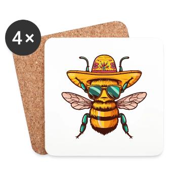 Biene Lustig Sombrero - Untersetzer (4er-Set) - Weiß - Vorne