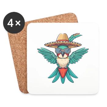 Kolibri Vogel Lustig Sombrero - Untersetzer (4er-Set) - Weiß - Vorne