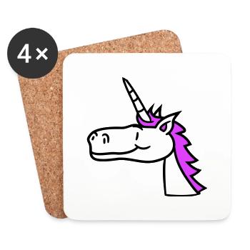 Einhorn Pink Süß Hübsch Freundlich Cartoon Pferd - Untersetzer (4er-Set) - Weiß - Vorne