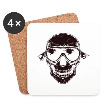 Skull Ski Goggles - Coasters (set of 4) - white - Front