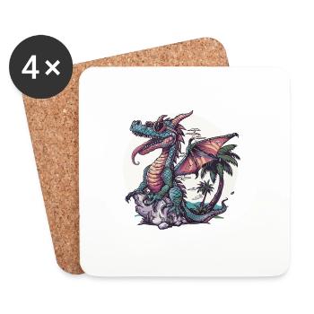 Drache Sommer Urlaub - Untersetzer (4er-Set) - Weiß - Vorne
